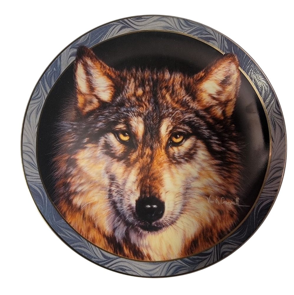 Wolf Silent Encounter Bradford Exchange Plate 5th In Mystic Spirit Collection